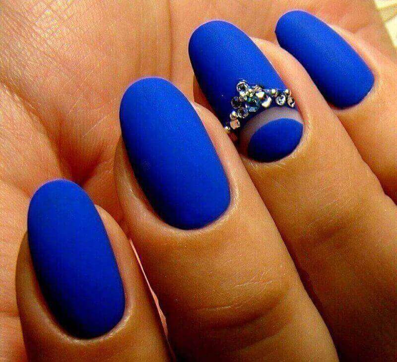 Ногти Синие Со Стразами Дизайн Фото